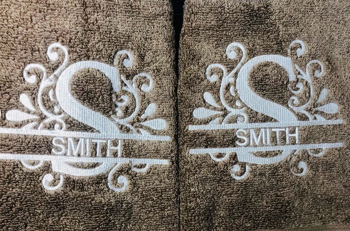 Personalized Split Initial/Name Bath Towel Sets Gift