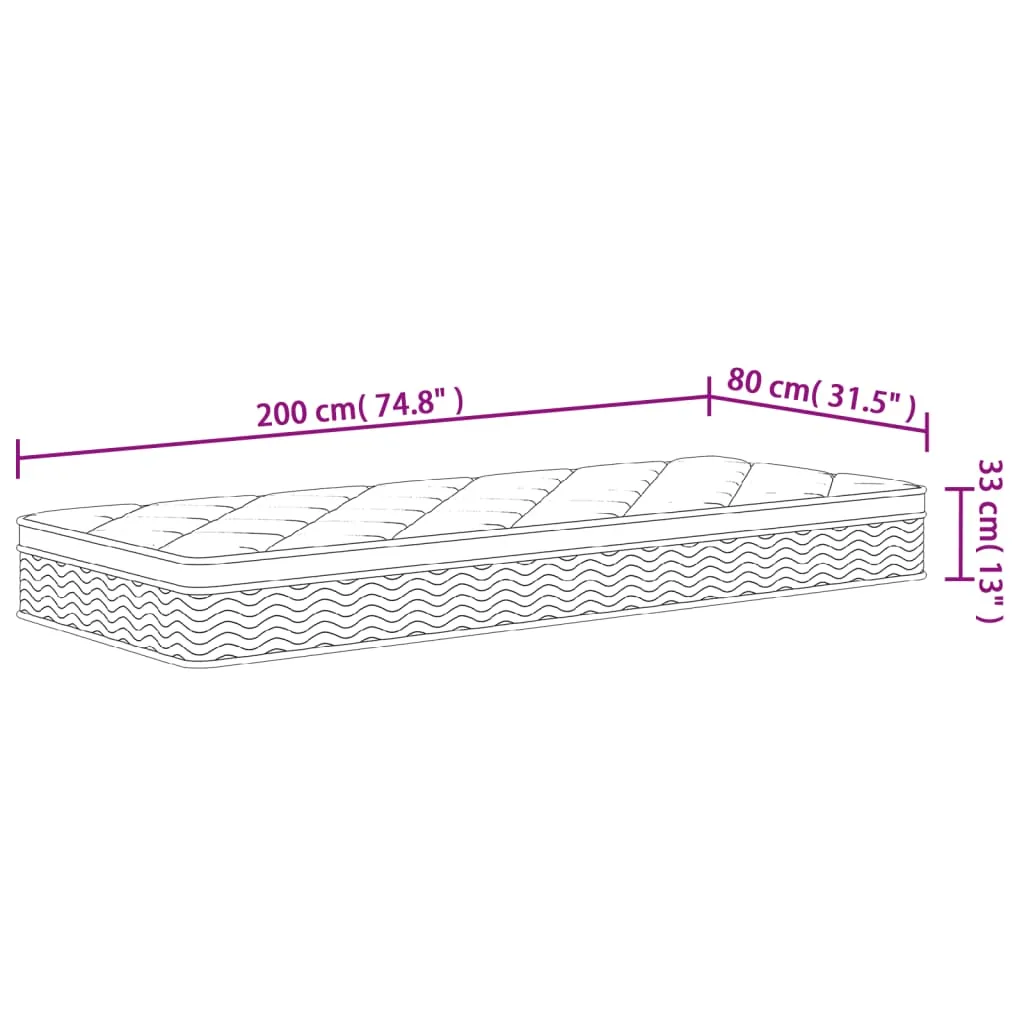 Pocket Spring Mattress Medium Plus 80x200 cm