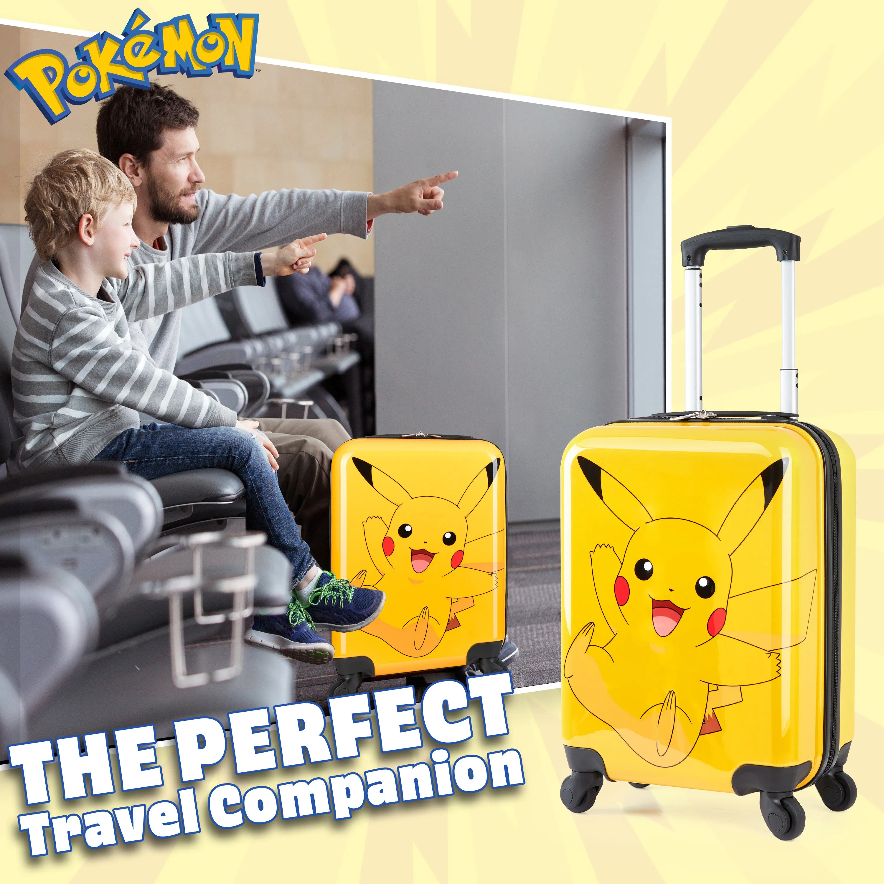 Pokemon Kids Suitcase with Wheels  Carry On Travel Bag with Handle