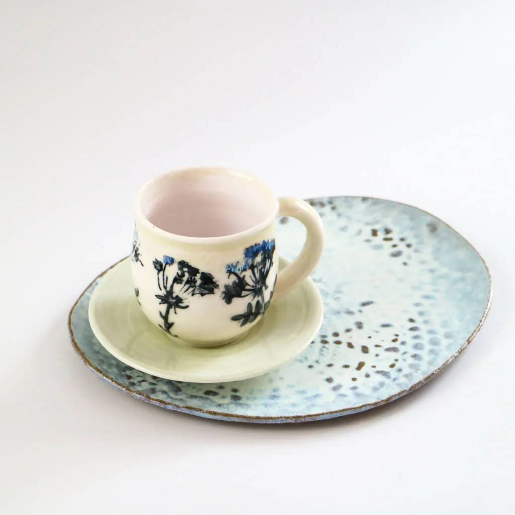 Porcelain Cup and Saucer in Hedgerow Flowers Design