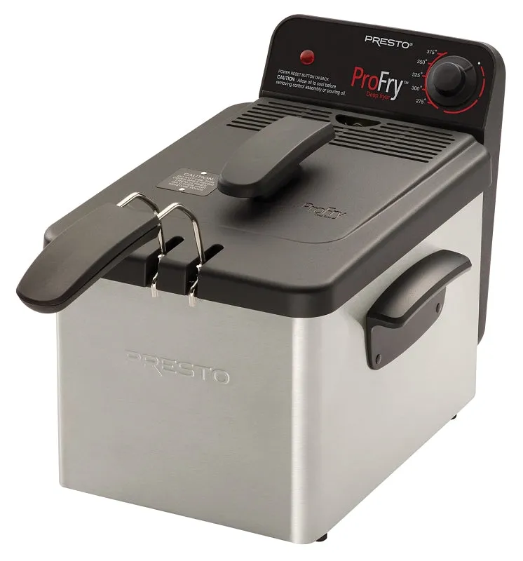 Presto ProFry Series 05461 Electric Deep Fryer, 8 Cup Food, 2.8 L Oil Capacity, 1800 W, Adjustable Thermostat Control :EA: QUANTITY: 1