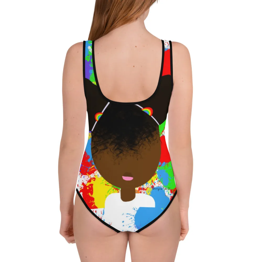 RAINBOW SPLATTER SISTAH Youth Swimsuit 8-20