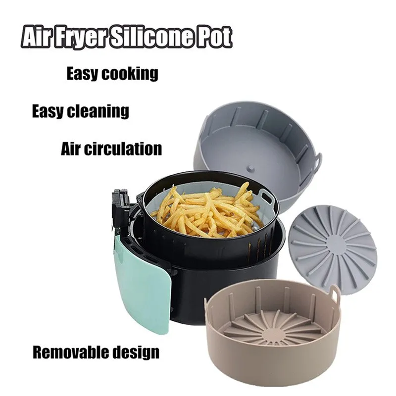 Removable Non-Stick Air Fryer Silicone Pot for Kitchen Microwave