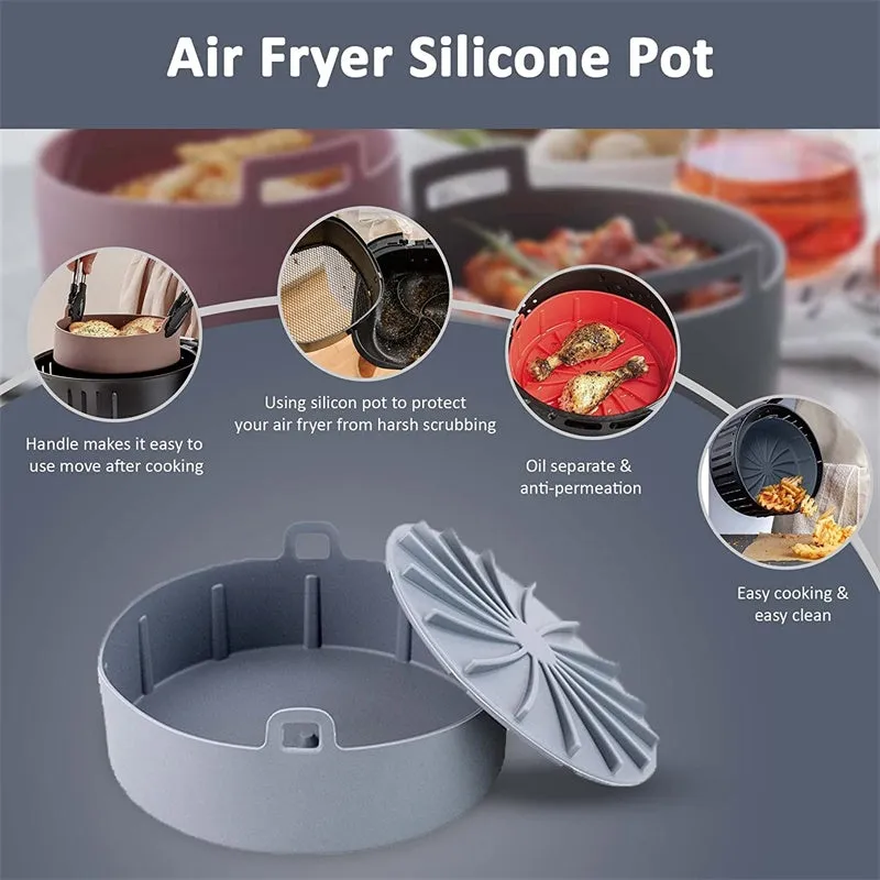 Removable Non-Stick Air Fryer Silicone Pot for Kitchen Microwave