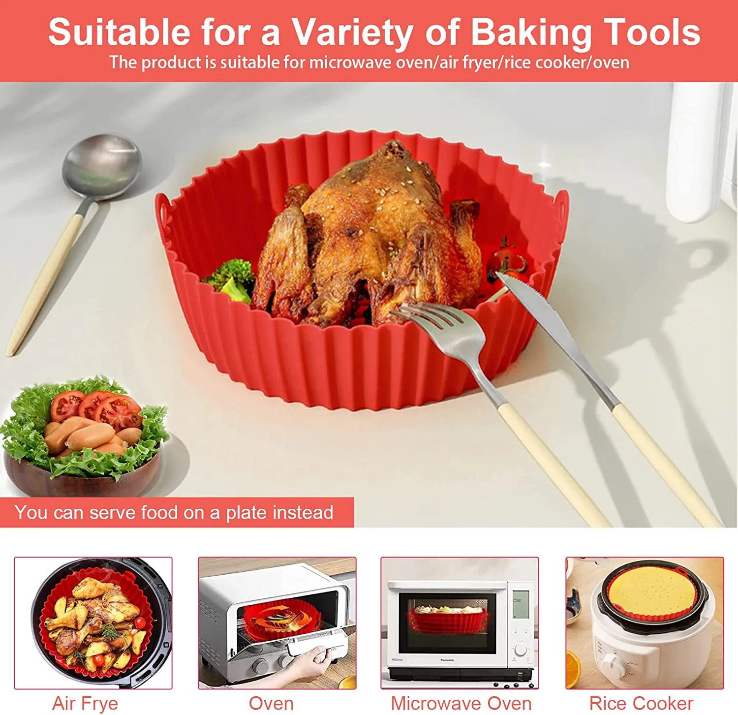 Reusable Air Fryer Silicone Baking Tray