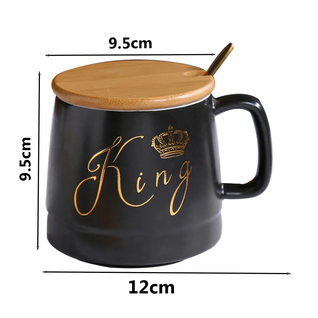 ROYAL TEA & COFFEE MUG WITH WOOD LID & SPOON 450ML - PACK OF 2