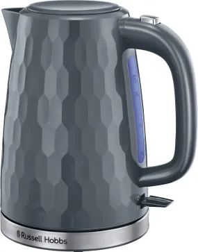 Russell Hobbs Honeycomb Cordless Electric Kettle - Fast Boil, 1.7 Litre, 3000 W, Grey