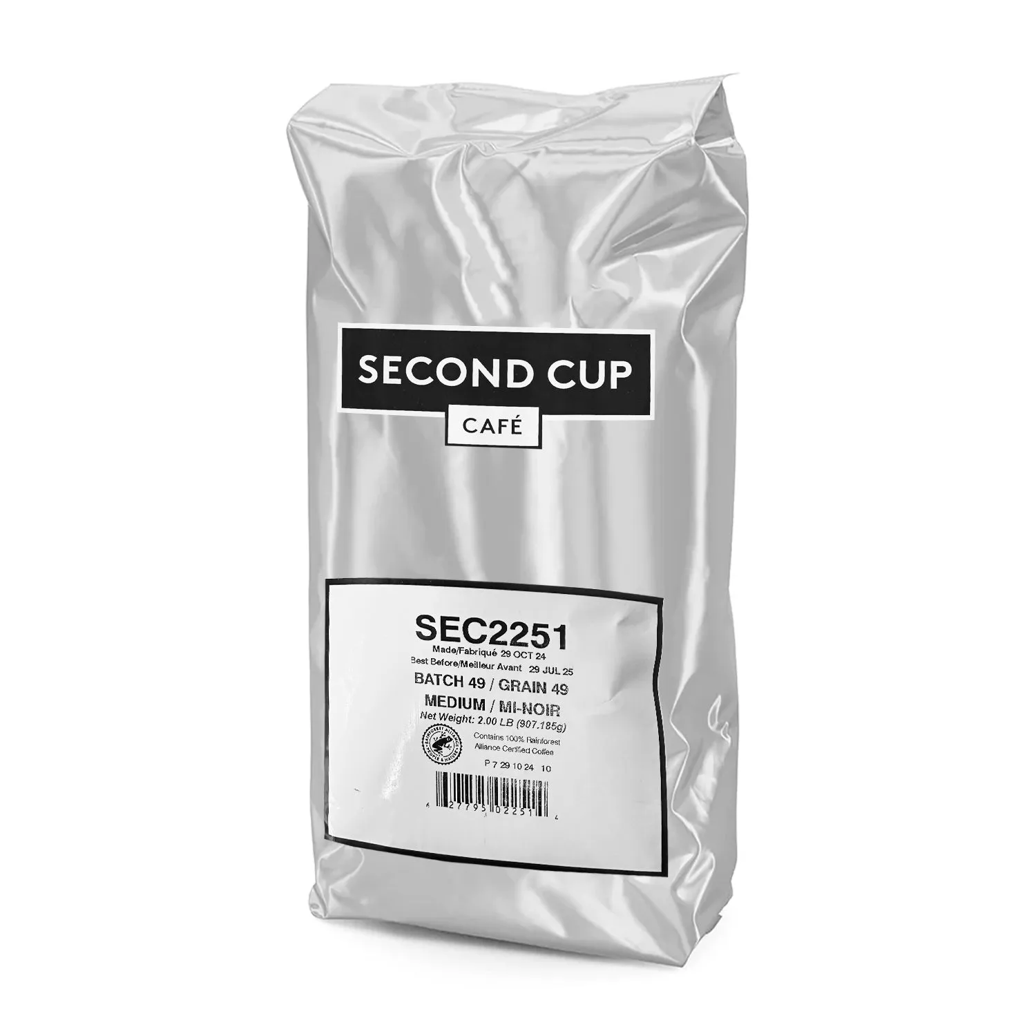 Second Cup Batch 49 Medium Roast Whole Bean Coffee, 2 lb