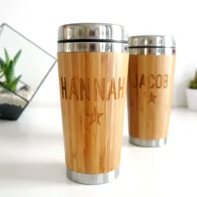 Set Of Two Personalised Couples Bamboo Travel Mugs