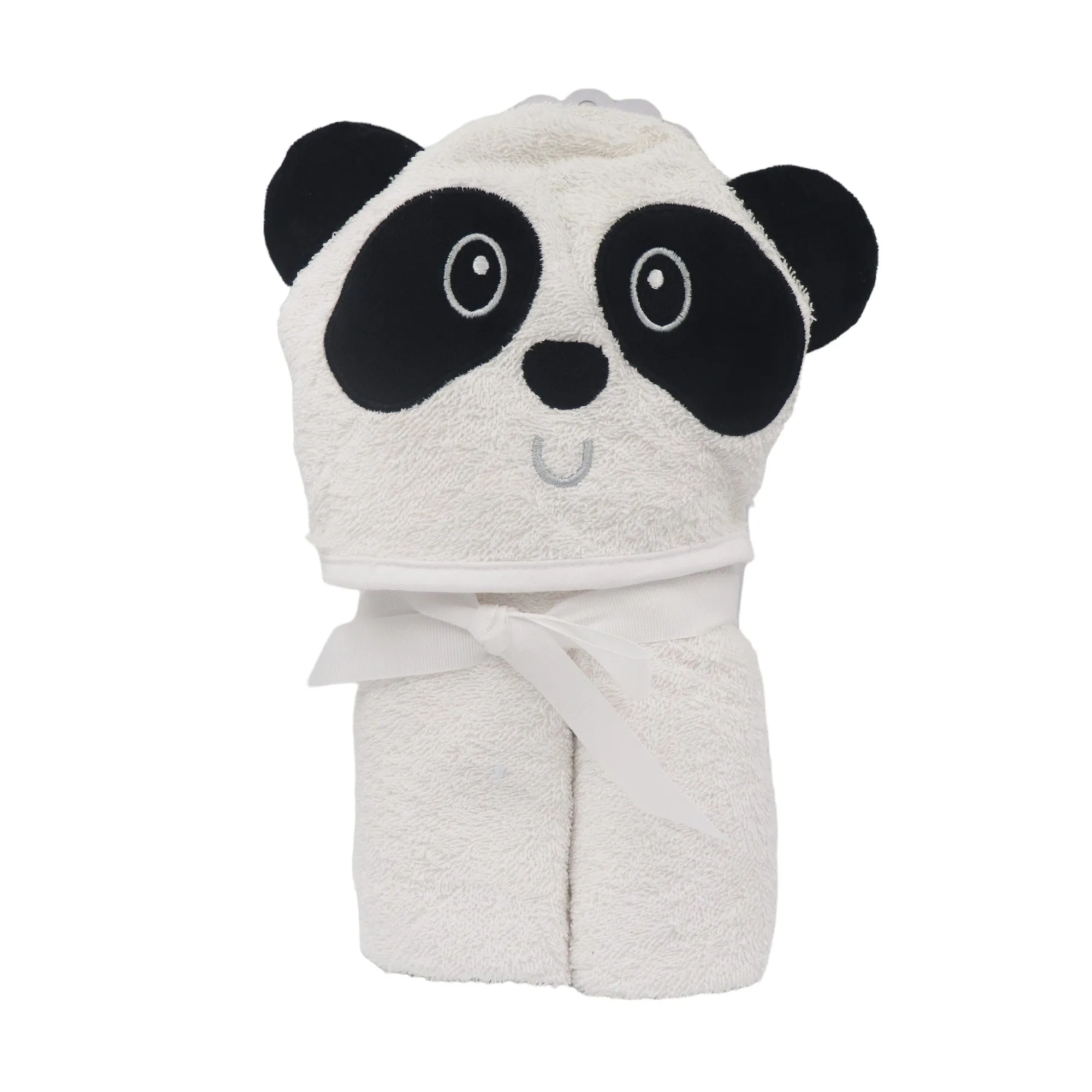 Sleepy Panda Cotton Hooded Baby Bath Towel with Baby Loofah