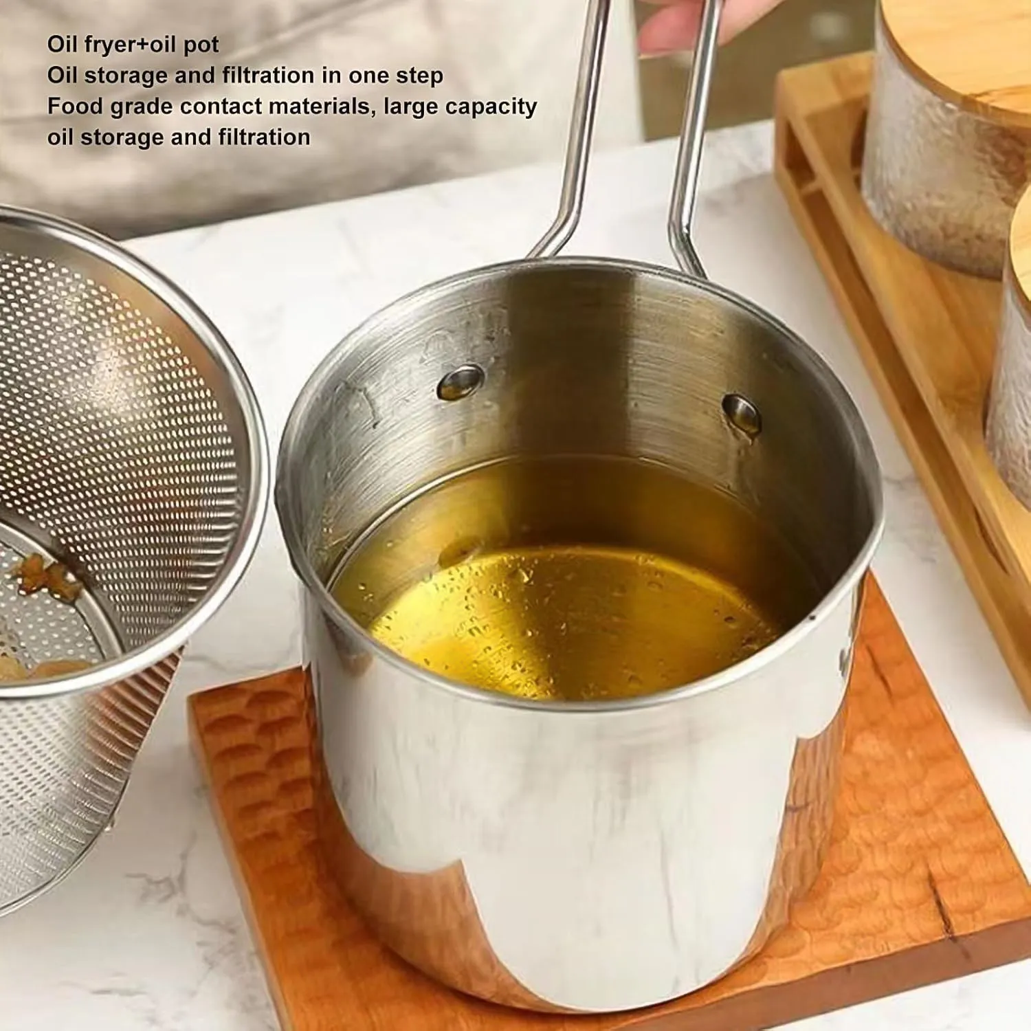 Small Deep Frying Pot With Strainer Basket (2 Pc Set)