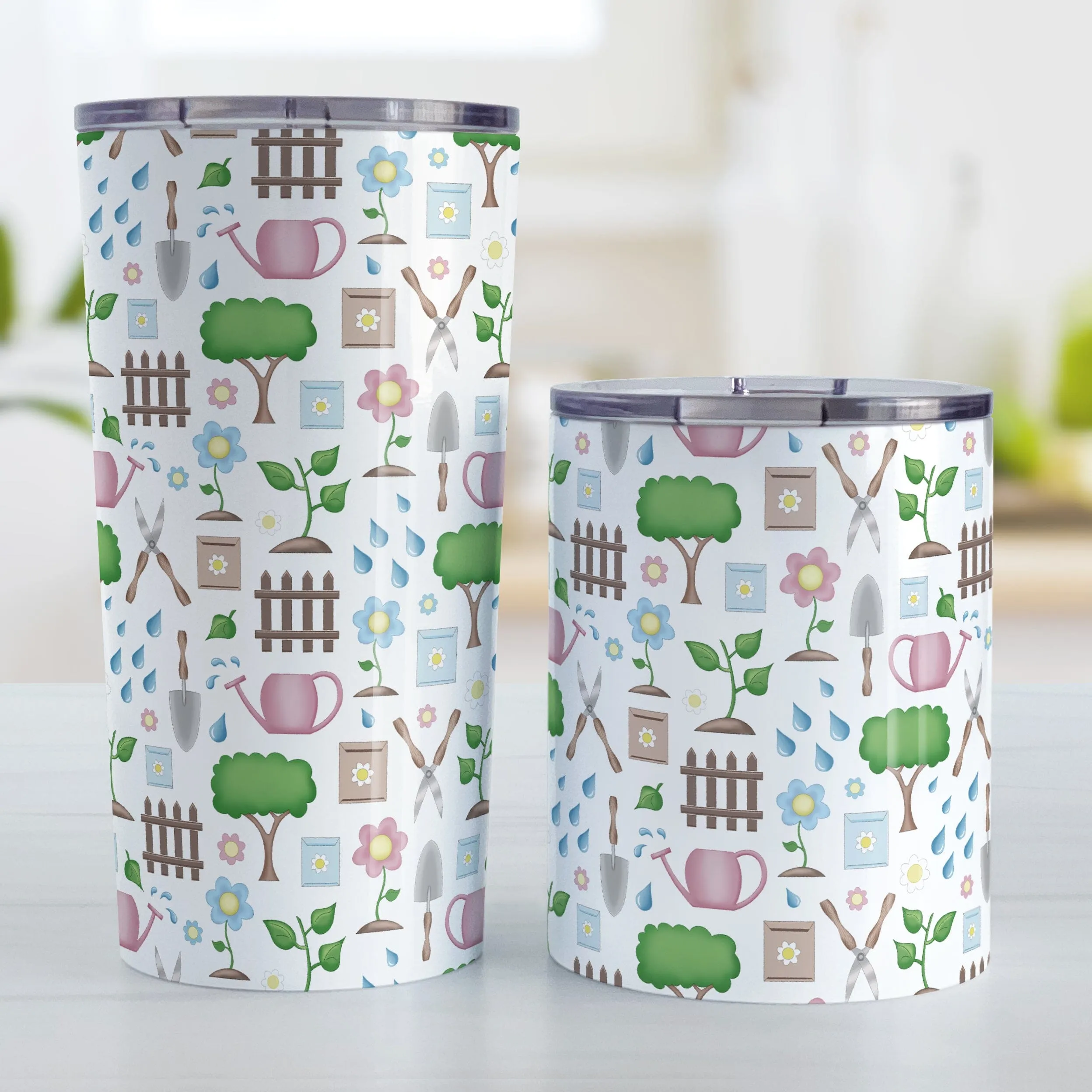 Spring Gardening Pattern Tumbler Cup