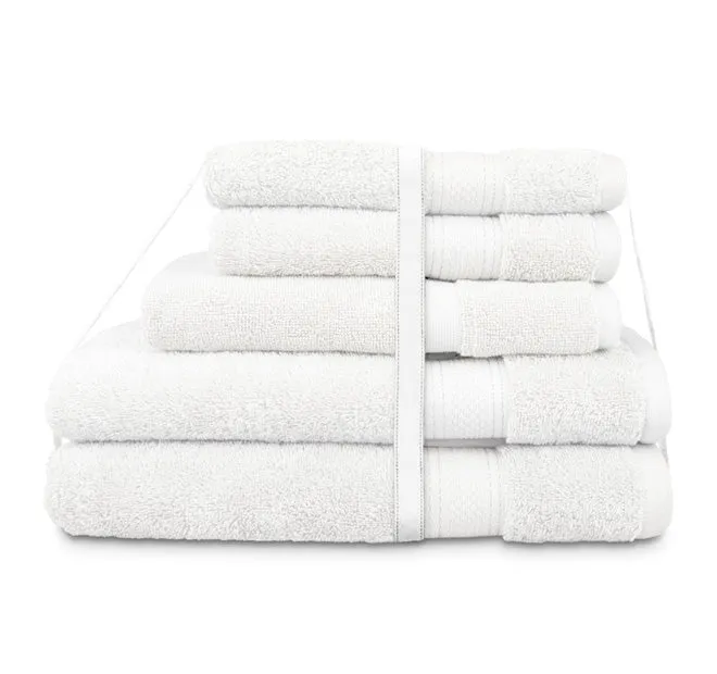 St Regis 5 Piece 600GSM Cotton Towel Set White