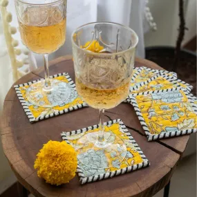 Sunshine Yellow Fabric Coaster Set of 6