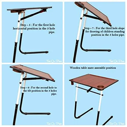 Table Folding Wooden  Multipurpose Adjustable Height, Portable, Angle