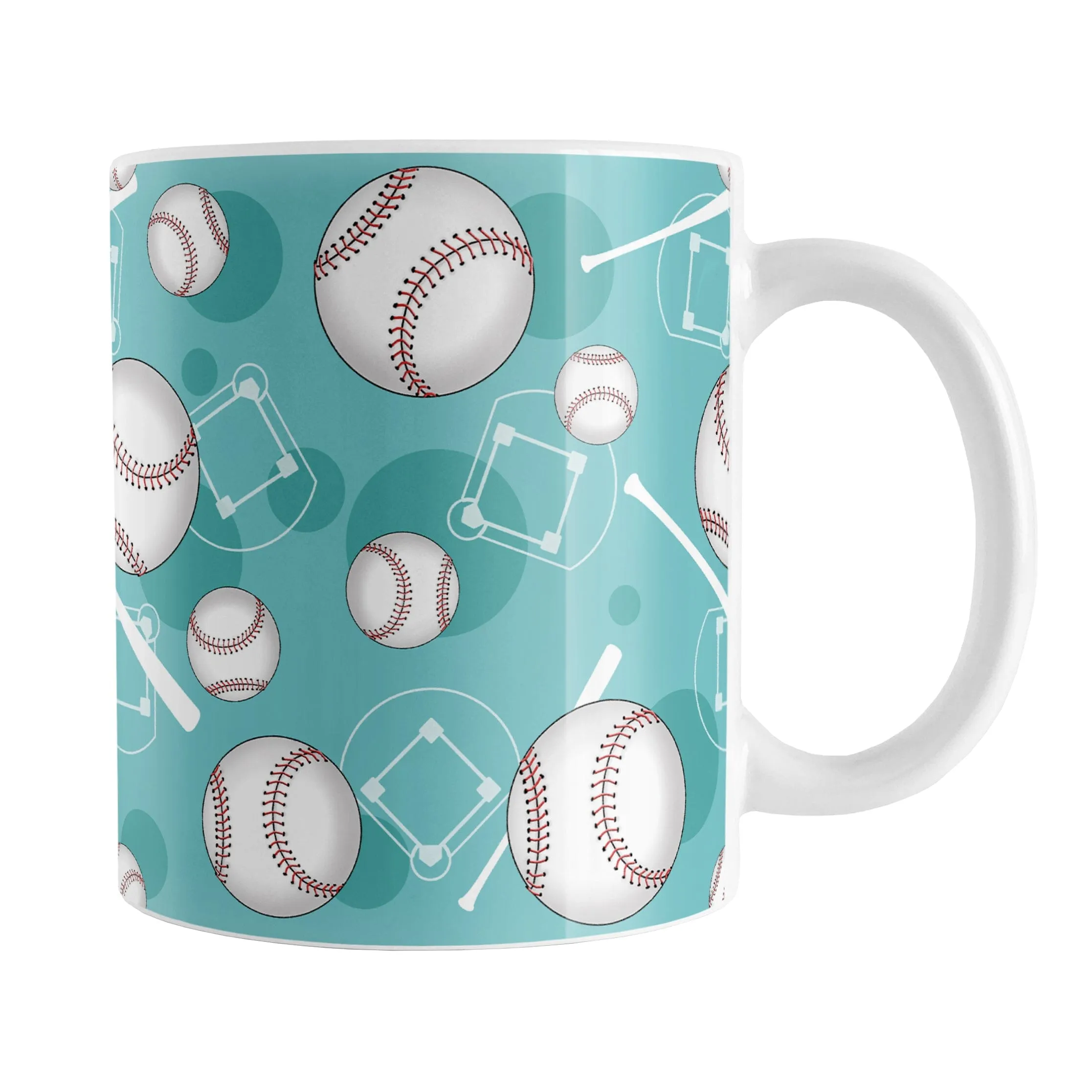 Teal Baseball Pattern Mug