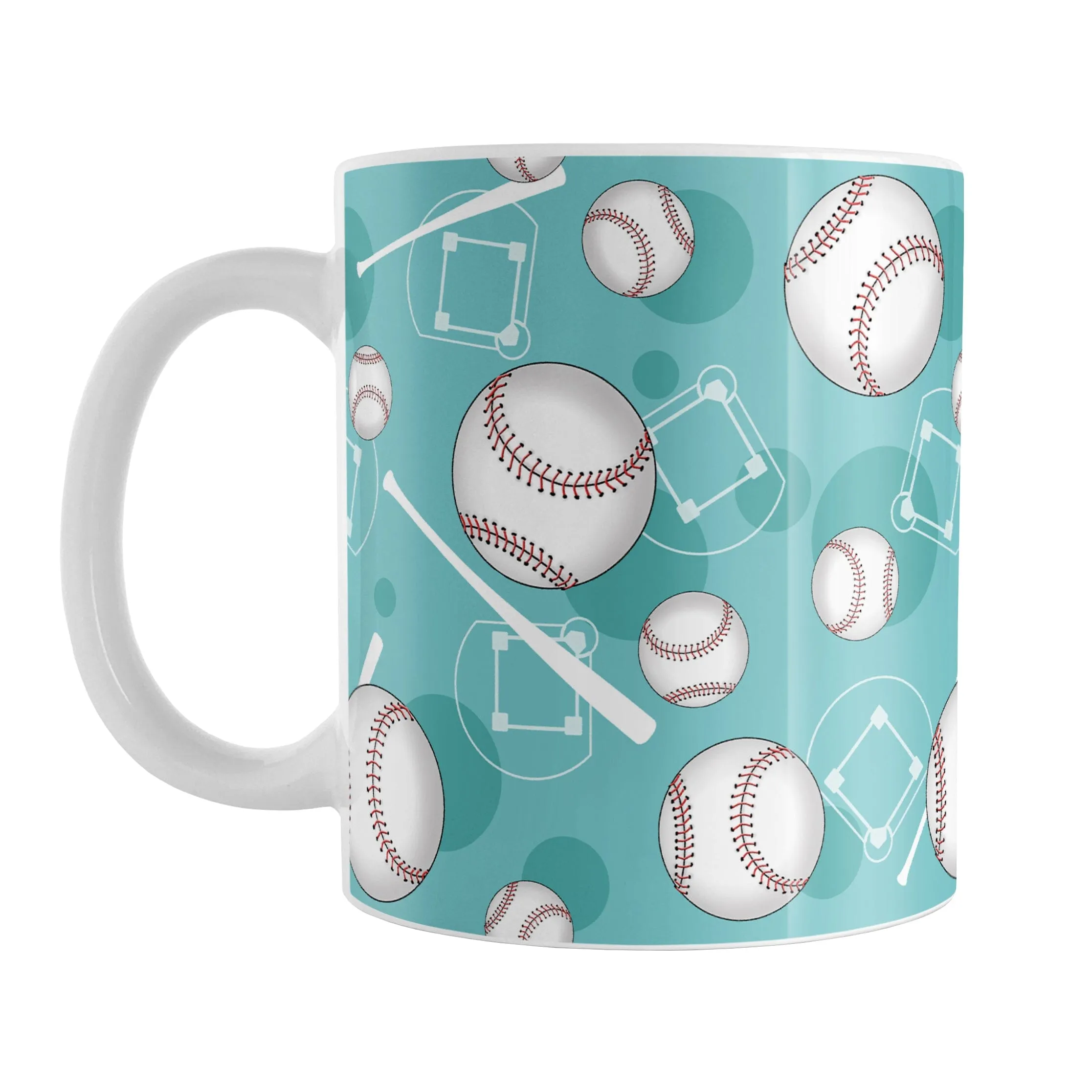 Teal Baseball Pattern Mug