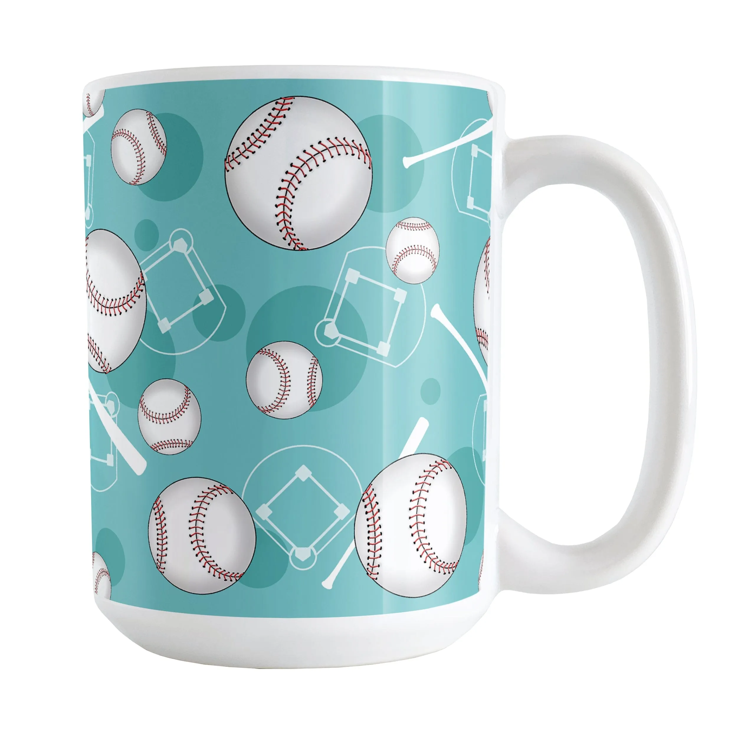 Teal Baseball Pattern Mug