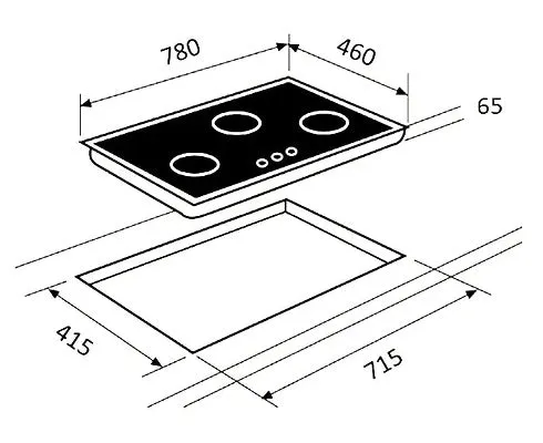 Teka GK LUX 78.1 3G PUB/LPG 78cm Gas on Glass Built-in Gas Hob With Frontal Control Knobs