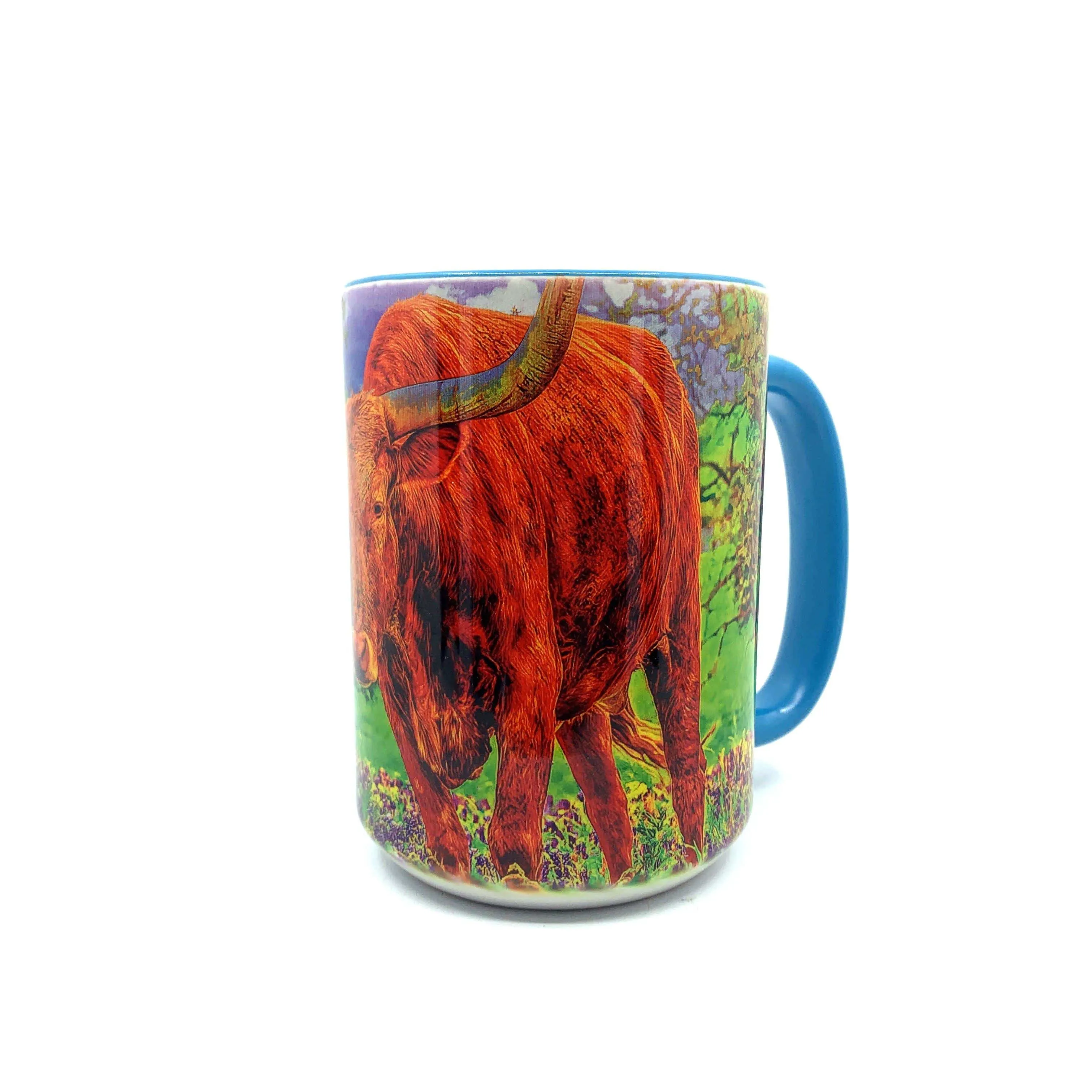 Texas Longhorn & Bluebonnets Coffee Mug