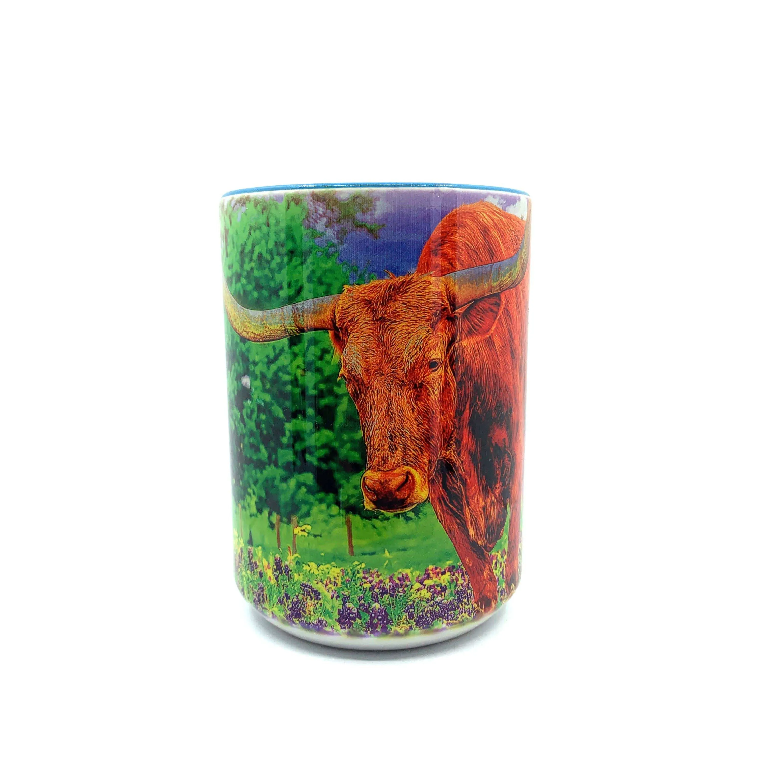 Texas Longhorn & Bluebonnets Coffee Mug