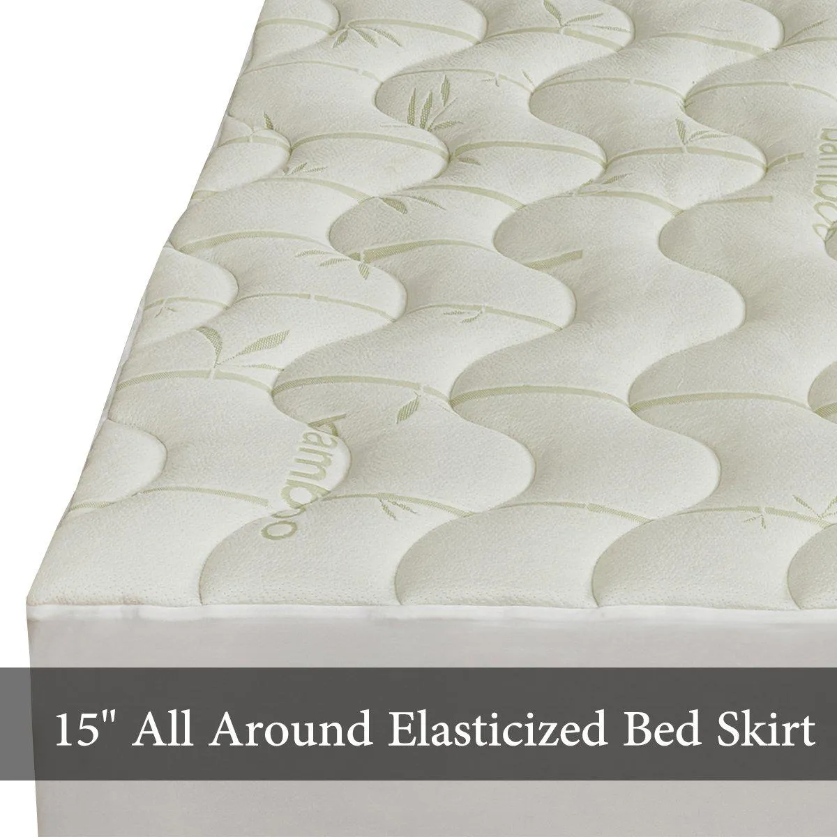 Top Split King (Flex King) Waterproof Bamboo Jacquard Mattress Pad