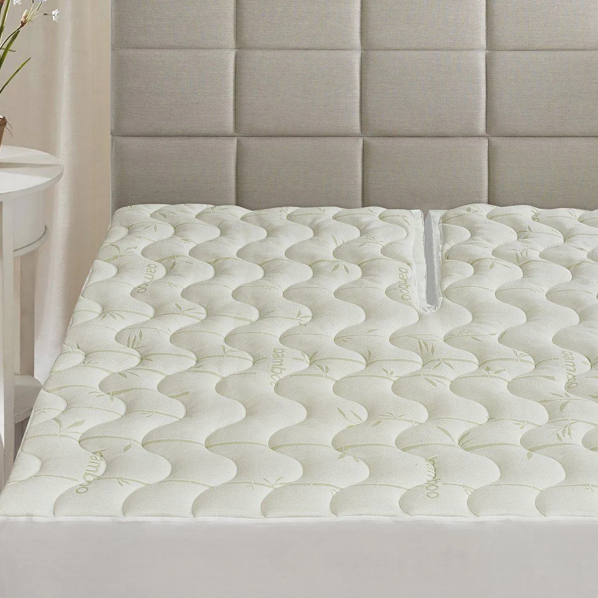 Top Split King (Flex King) Waterproof Bamboo Jacquard Mattress Pad