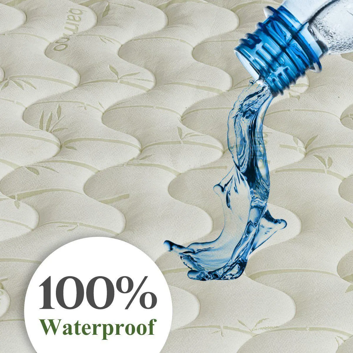 Top Split King (Flex King) Waterproof Bamboo Jacquard Mattress Pad