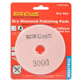 TORK CRAFT 100MM DIAMOND POLISHING PAD 3000 GRIT DRY USE TCDP23000