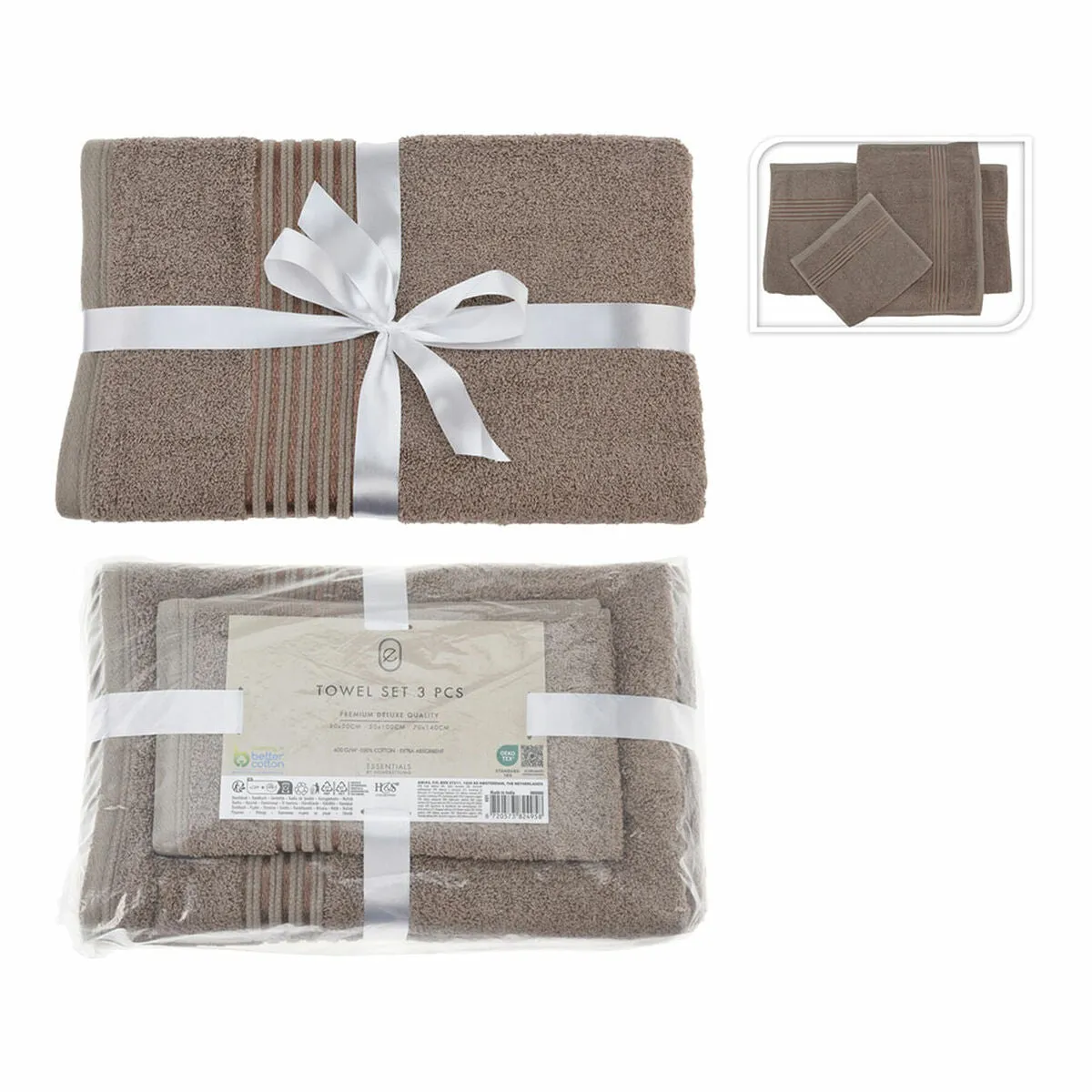 Towel set Essentials Taupe (3 Pieces)