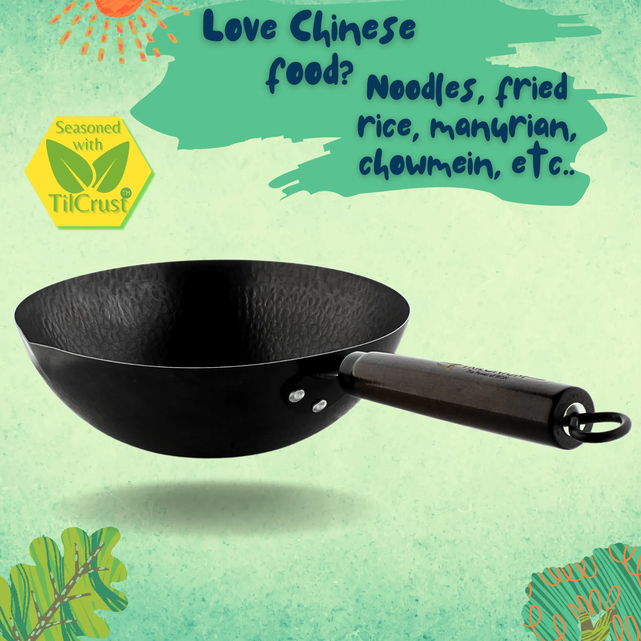 Trilonium Carbon Steel Chinese Wok 26 cms