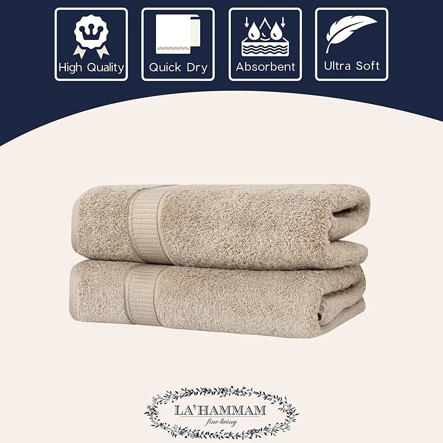 Turkish Cotton Bath Towel Set of 2