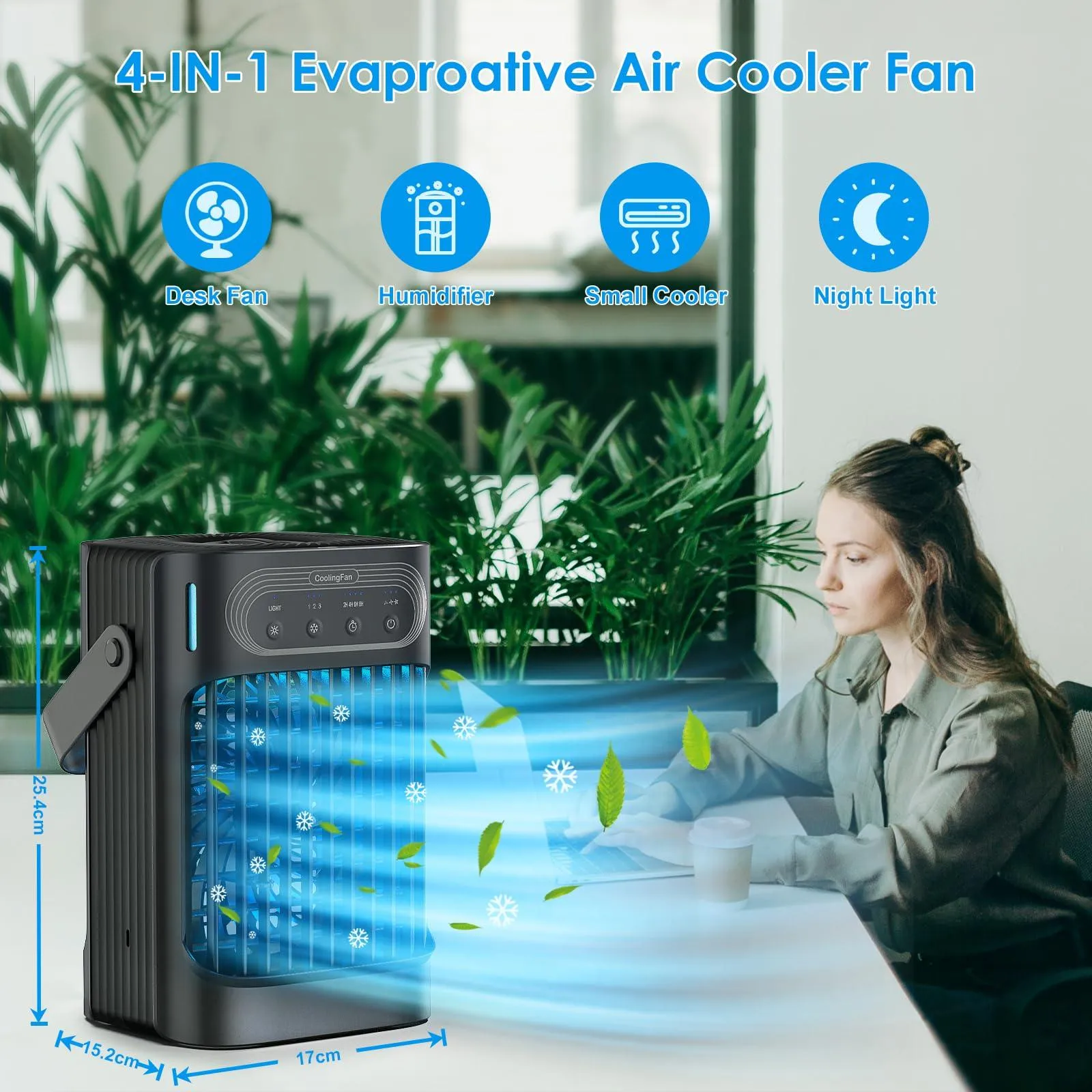 VICELEC Portable Air Conditioners Cooling Fan, Upgraded Evaporative Mini Air Conditioner.