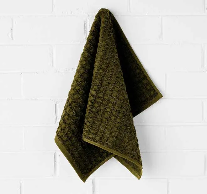 Waffle 580GSM Cotton Bath Towel Range Khaki