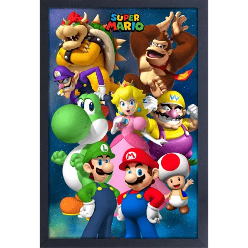 Wall Art Super Mario (Group) 12" x 18" Framed Poster Print