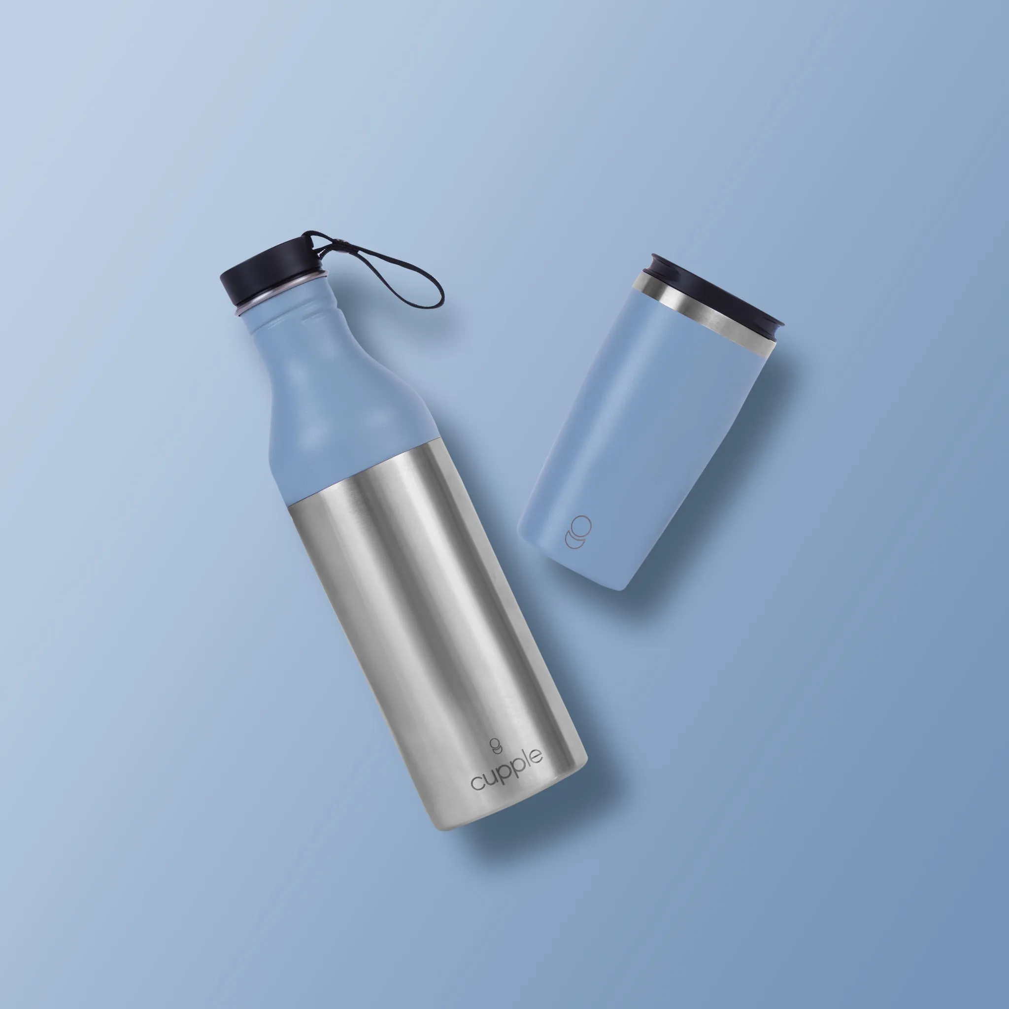 Water Bottle & Coffee Cup, Light Blue