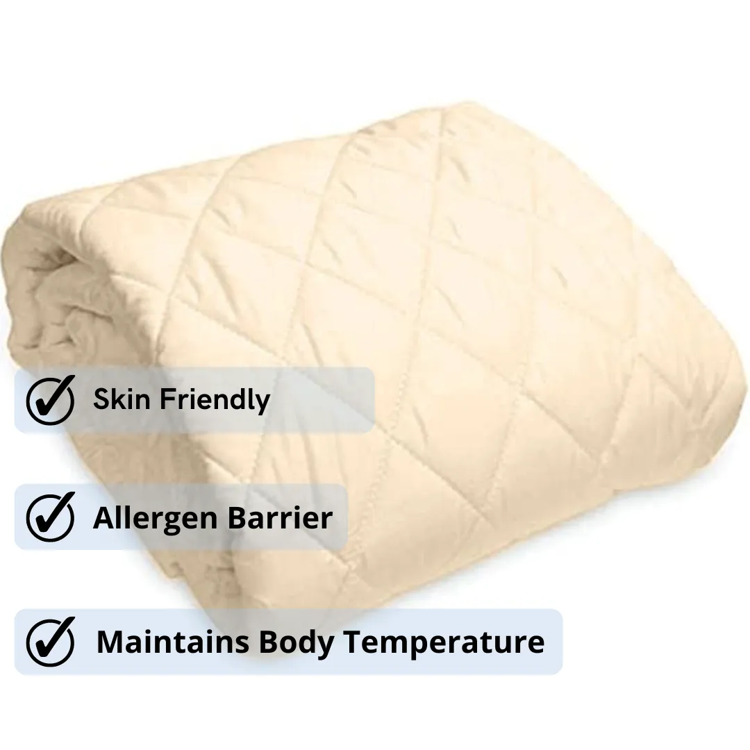 Water Resistant Cotton Quilted Mattress Protector with Elastic Straps on Corners