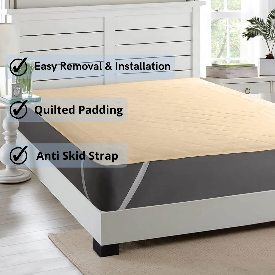 Water Resistant Cotton Quilted Mattress Protector with Elastic Straps on Corners