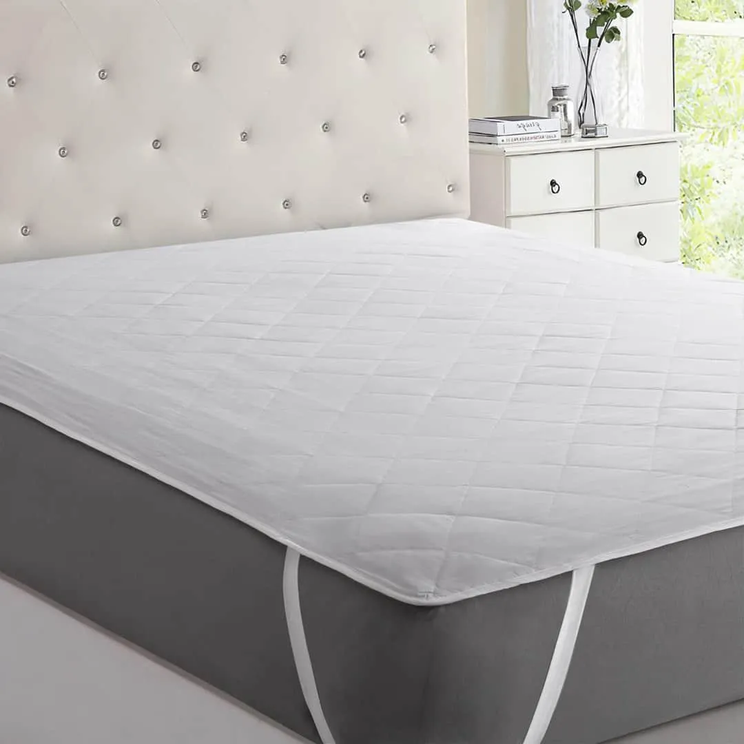 Water Resistant Cotton Quilted Mattress Protector with Elastic Straps on Corners