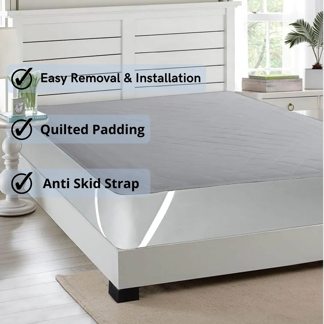 Water Resistant Cotton Quilted Mattress Protector with Elastic Straps on Corners