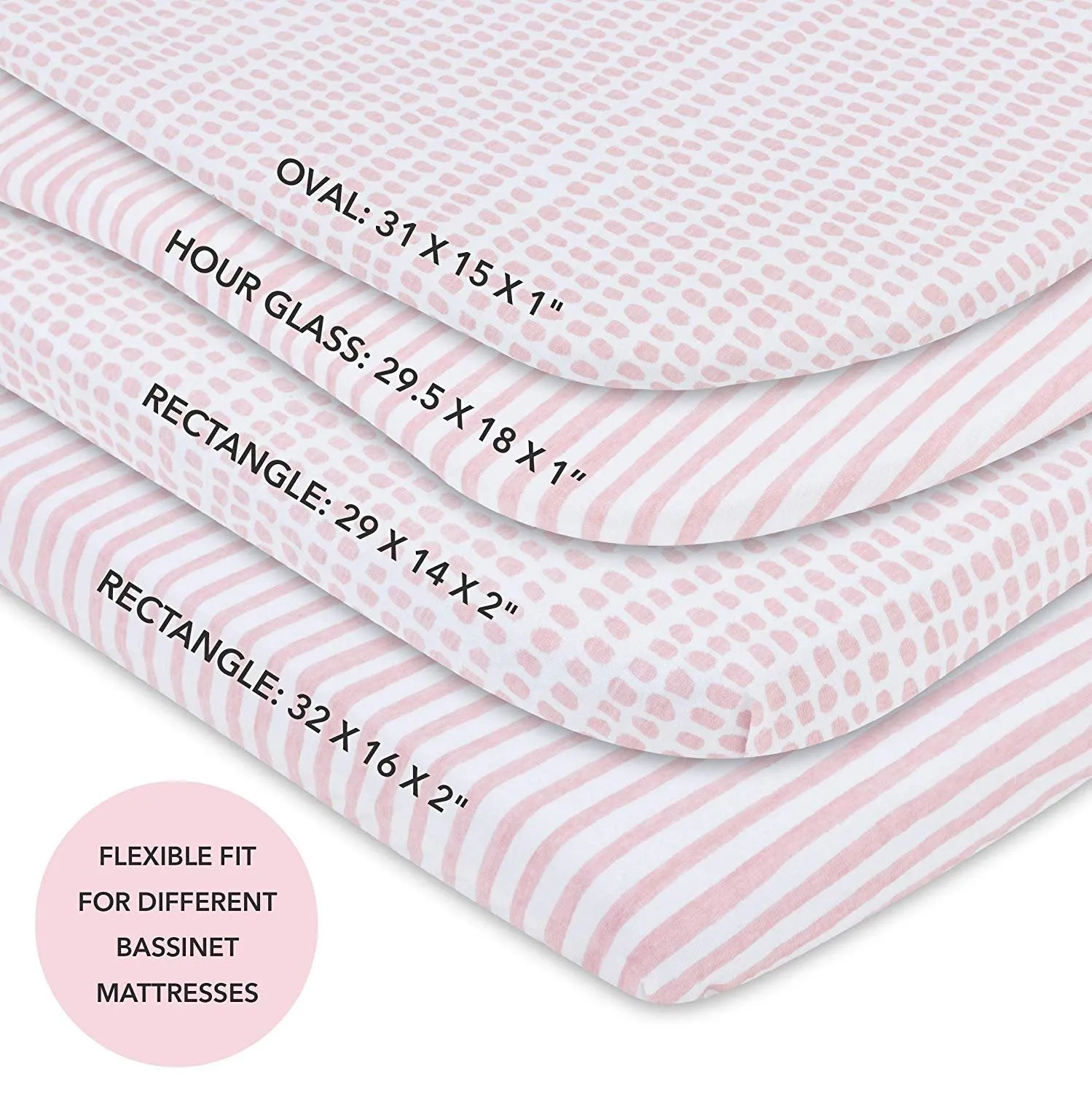 Waterproof Bassinet Sheet Set - Mauve Pink Stripes & Splash