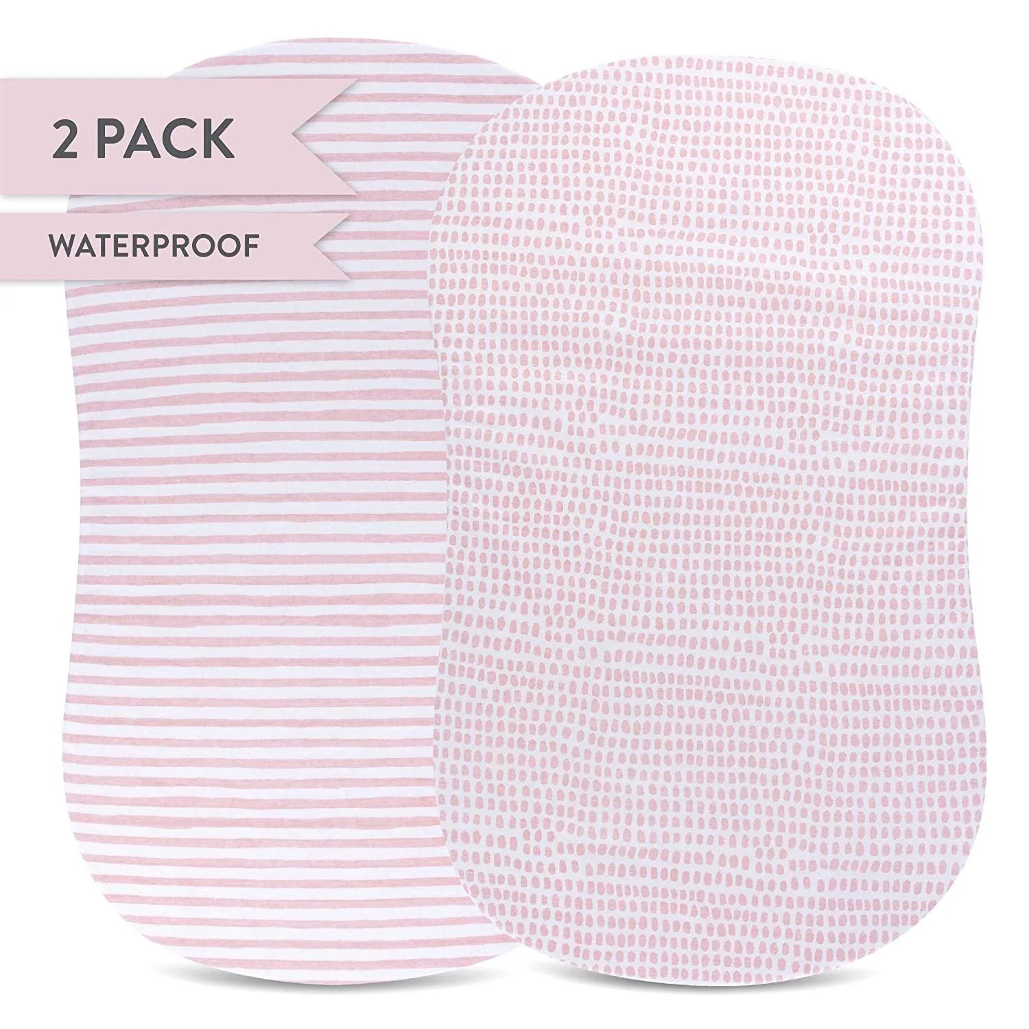 Waterproof Bassinet Sheet Set - Mauve Pink Stripes & Splash