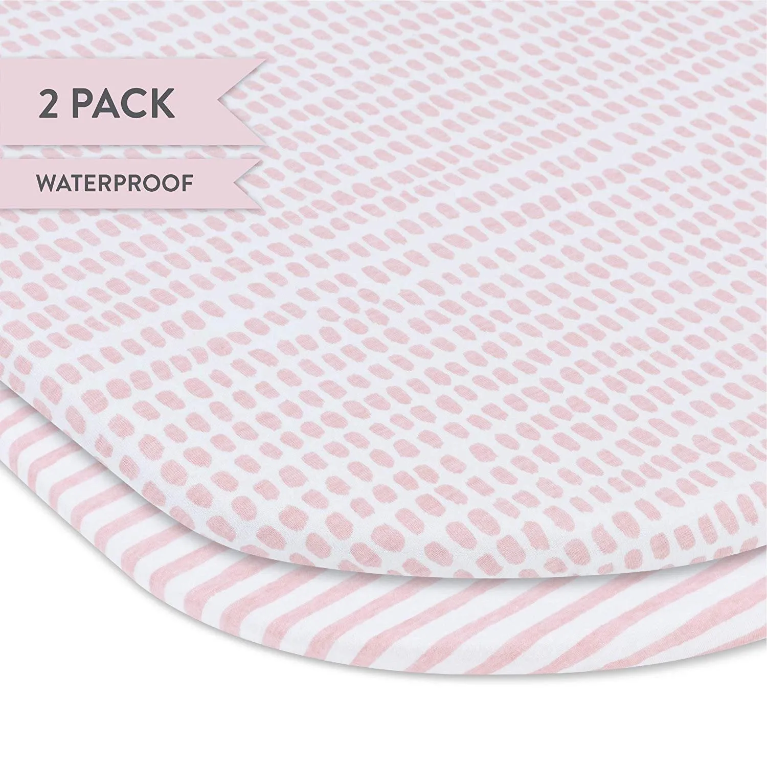 Waterproof Bassinet Sheet Set - Mauve Pink Stripes & Splash