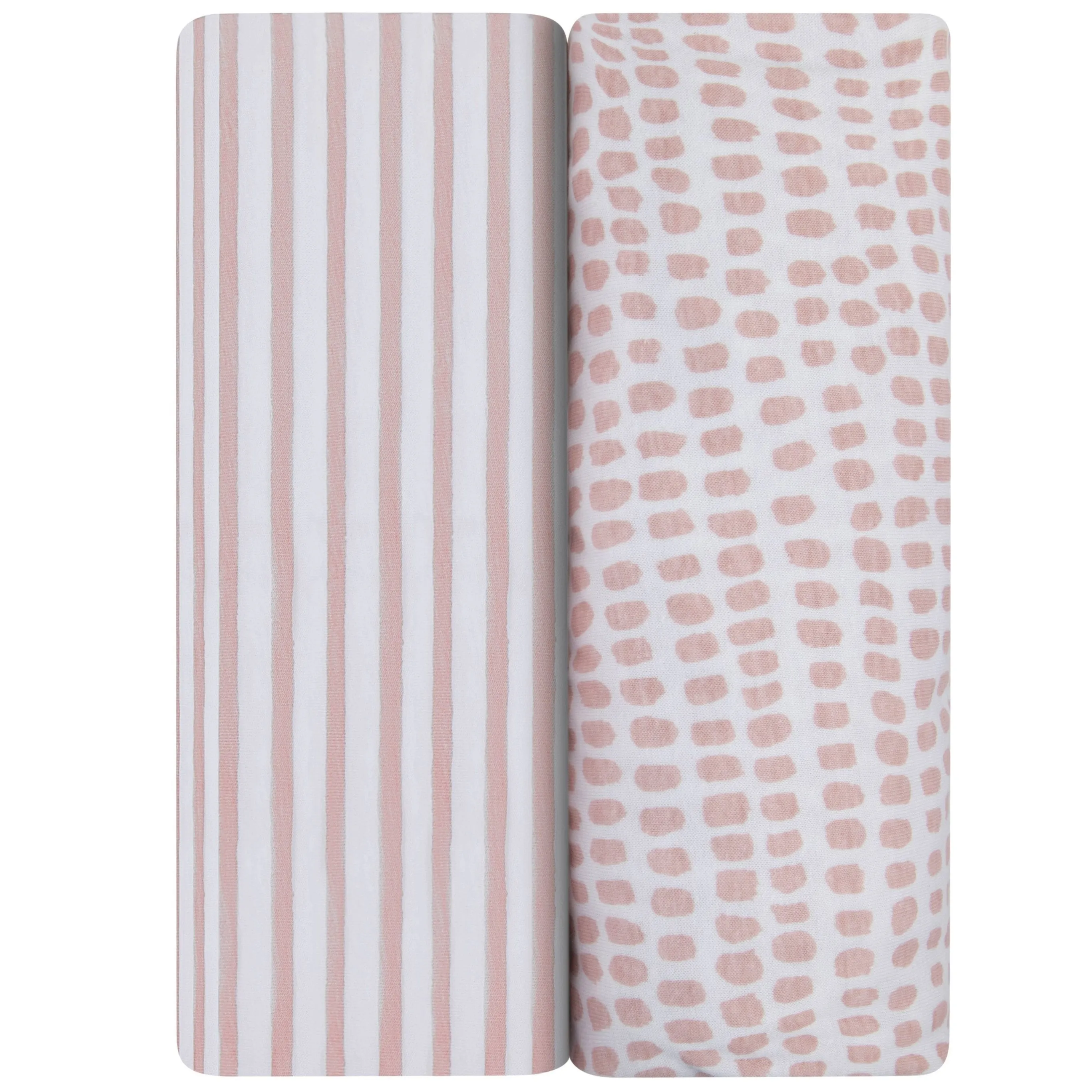 Waterproof Bassinet Sheet Set - Mauve Pink Stripes & Splash