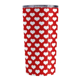 White Hearts Pattern Red Tumbler Cup