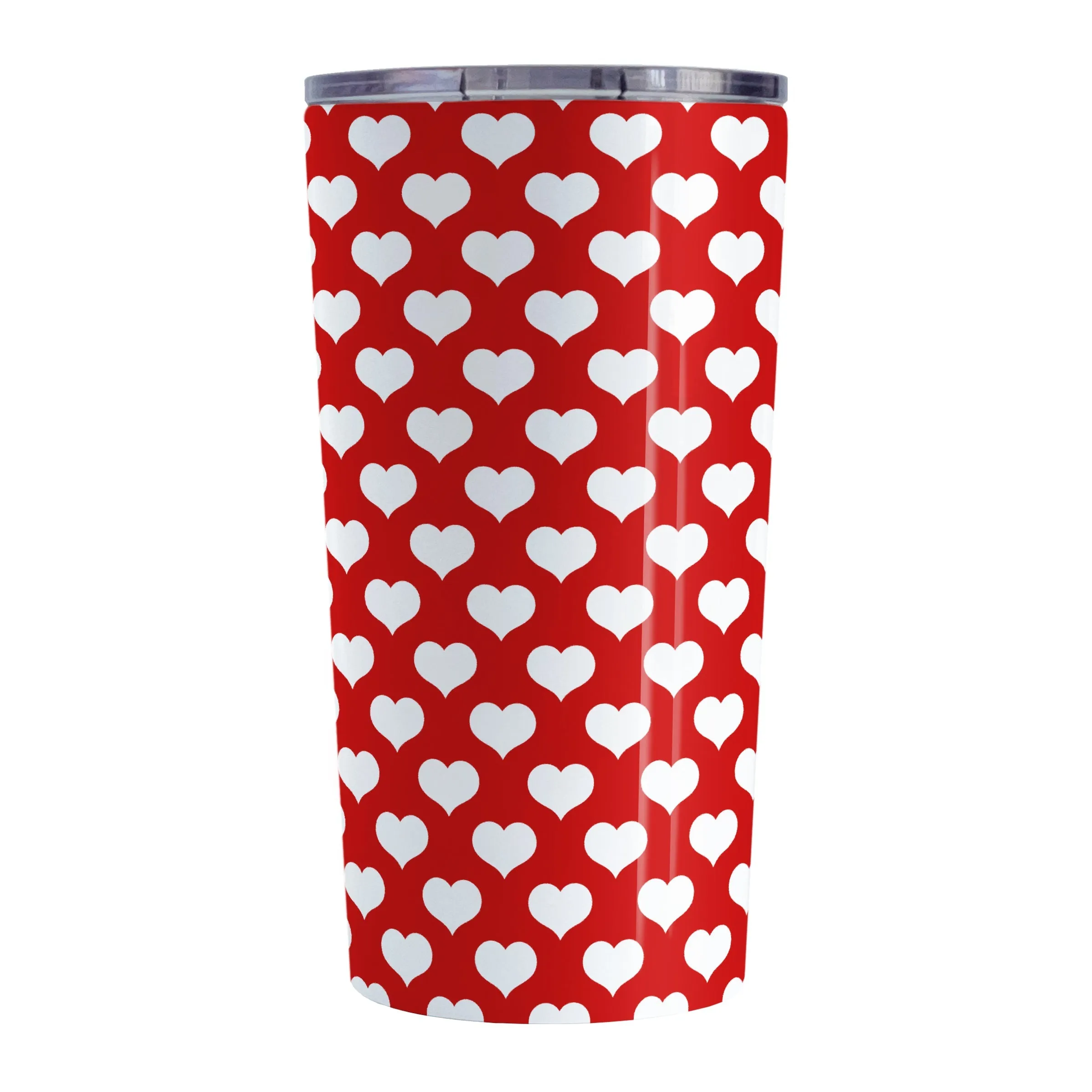 White Hearts Pattern Red Tumbler Cup