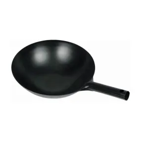 Winco WOK-34 14" Carbon Steel Wok, Integrated Handle, Black