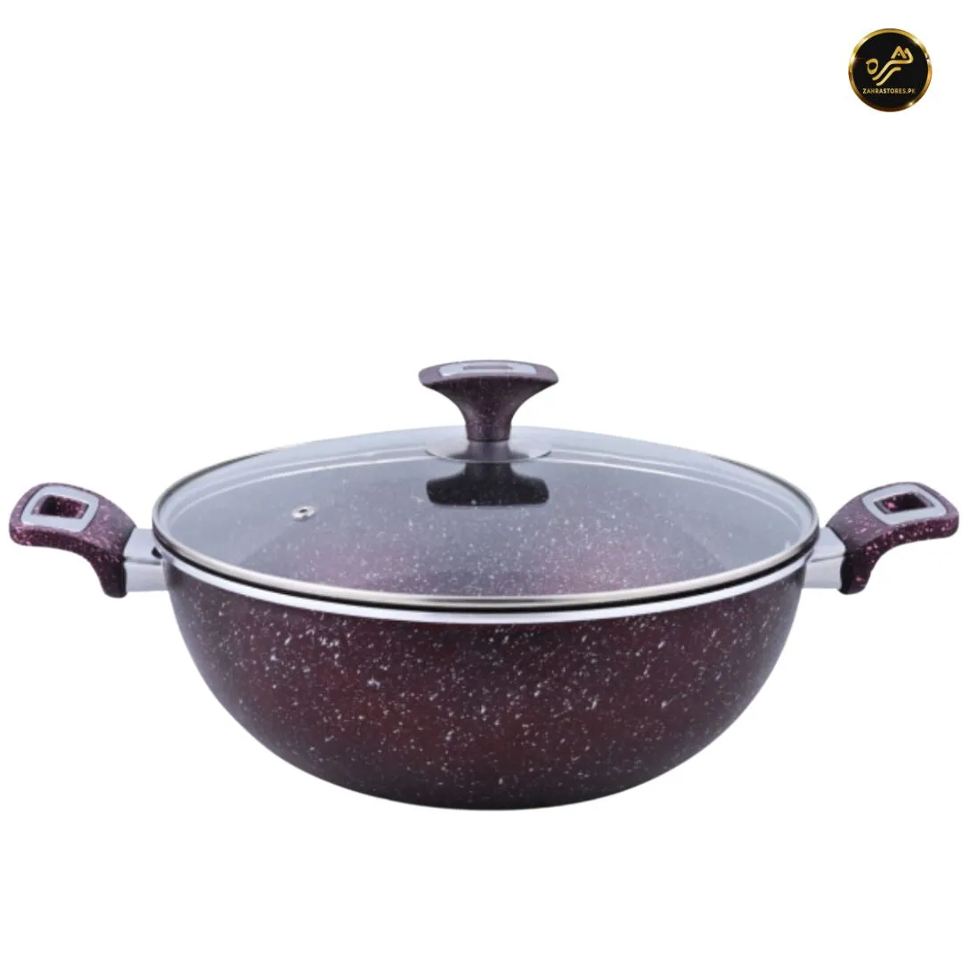 XELENT Marble Coated Wok -30cm (Mehroon)