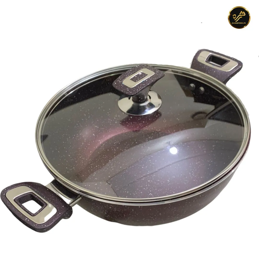 XELENT Marble Coated Wok -30cm (Mehroon)