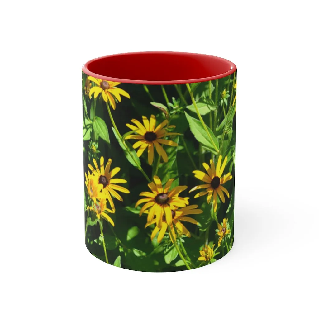 Yellow Flowers Accent Coffee Mug, 11oz